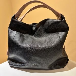 FURLA Authentic Black and Tan Purse Bag